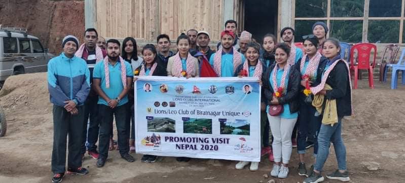 बिराटनगरबाट भिजिट नेपाल २०२० को प्रचार गर्न लियो युकिन अन्तु डाडामा