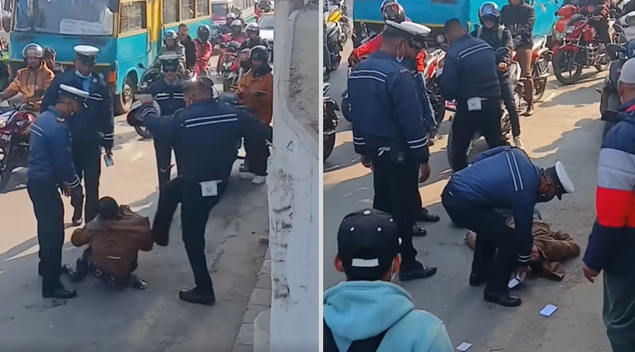 <span class='c1'>सर्वसाधारण कुट्ने चार जना</span> <span class='c2'>ट्राफिक प्रहरी कारबाहीमा</span>