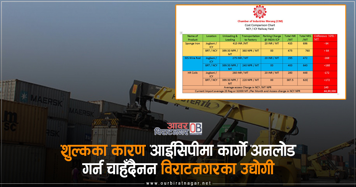 <span class='c1'>किन  आईसिपीमा कार्गो अनलोड</span> <span class='c2'>गर्न चाहँदैनन विराटनगरका उद्योगी</span>