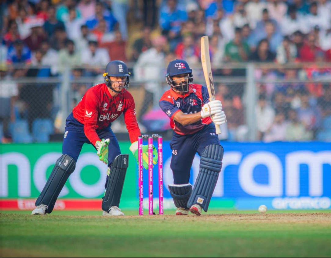 <span class='c1'>आइसीसी टी–२० विश्वकप : नेपाल</span> <span class='c2'>इंग्ल्याण्डसँग ४ रनले पराजित</span>