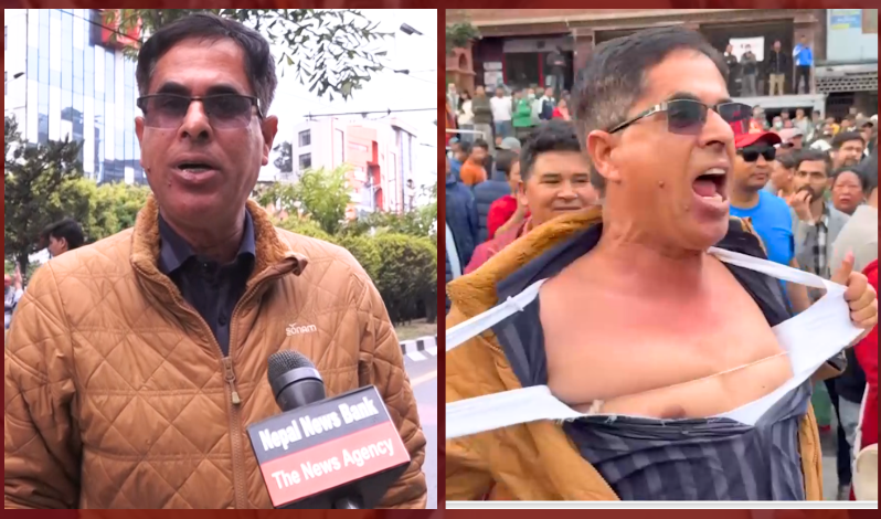 <span class='c1'>एमाले आन्दोलनमा ‘मलाई गोली ठोक्नुस्’</span> <span class='c2'>भन्दै चर्चामा आएका ओझा मिडियामा</span>