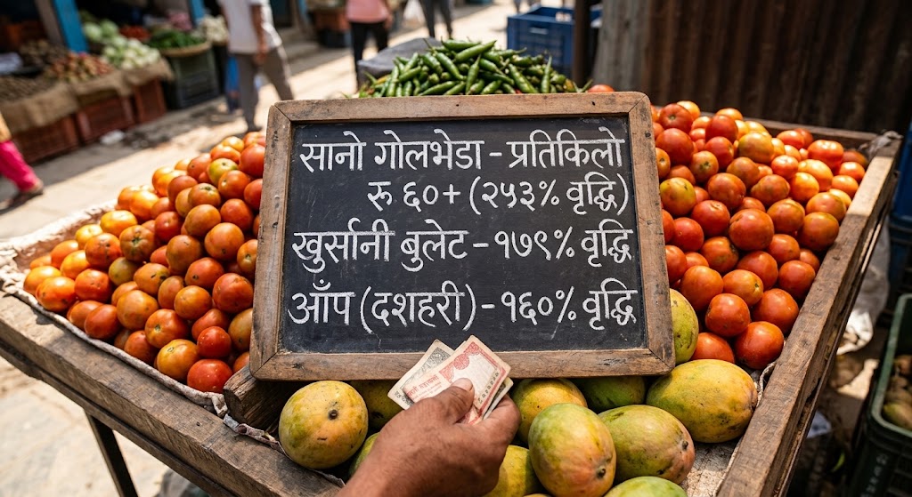 <span class='c1'>महंगो बन्यो भान्छा : तरकारीमा</span> <span class='c2'>२ सय ५३ प्रतिशतसम्मको मूल्यवृद्धि</span>